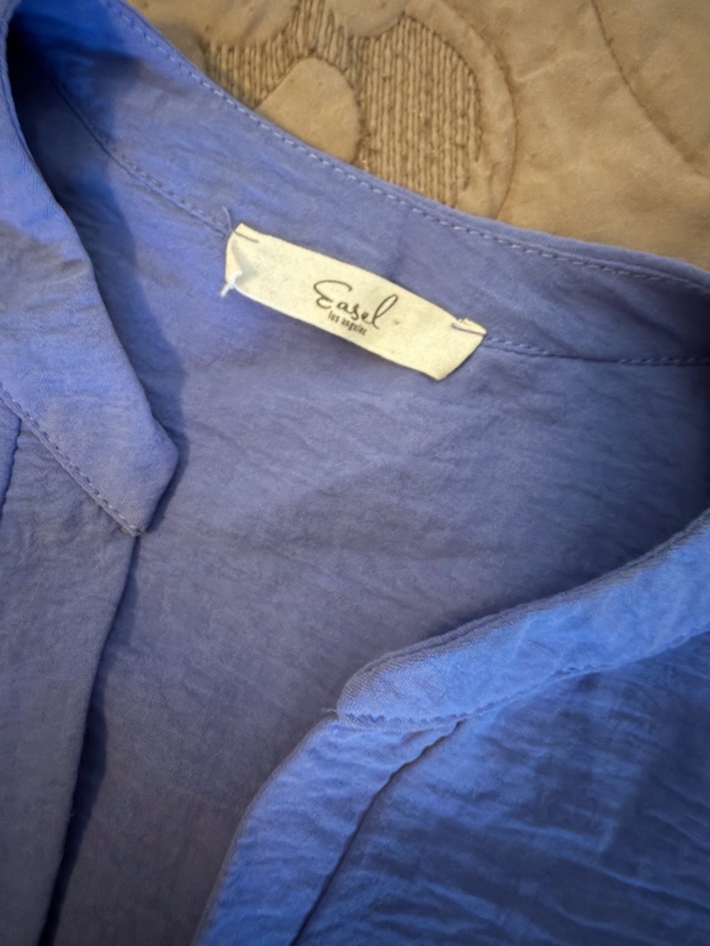 Light Periwinkle Split-Neck Crop Top by Easel size XL - Picture 3 of 3